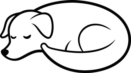 Minimalist Outline of a Sleeping Curled Dog