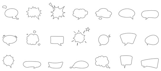 Fototapeta premium Outline comic speech bubble icon set with talk and thought shapes for text in vector