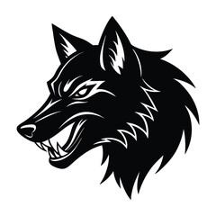 Obraz premium Aggressive Wolf Head Logo Black and White Design