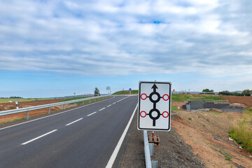 Directional Road Sign on Rural Czech Highway