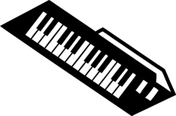 Black and White Geometric Keytar Instrument Graphic