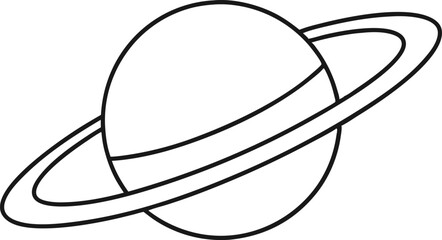 Planet Saturn with a Single Unbroken Line Art