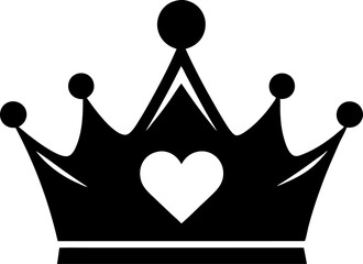 Royalty Icon with Heart Flat Design Illustration