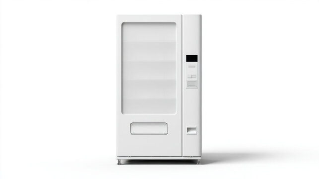 Empty white vender machine mockup 3d isolated on white background. blank screen. 3d illustration.