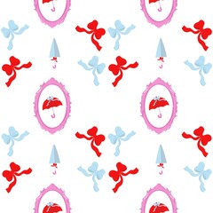 Umbrella and ribbon Seamless pattern design background