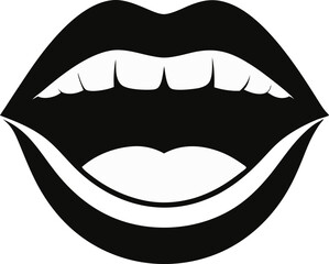 Obraz premium Mouth with Tongue Touching Teeth Vector Illustration