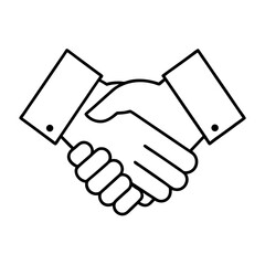 A strong handshake symbolizing a partnership and trust in black and white simple line drawing art