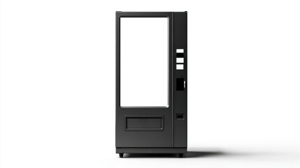 A modern light gray vending machine stands.  blank white screen. isolated on white background. 3d illustration. mockup Vending machine.