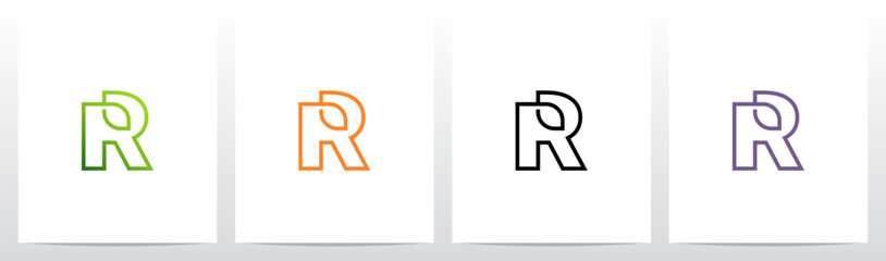 Leaf Outline Stroke Lines Initial Letter Logo Design R