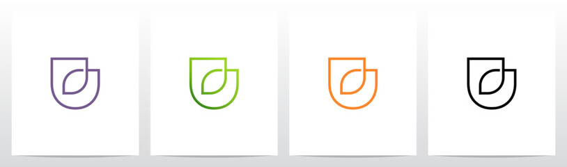 Leaf Outline Stroke Lines Initial Letter Logo Design U