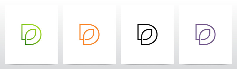 Leaf Outline Stroke Lines Initial Letter Logo Design D