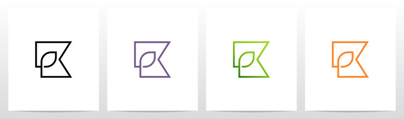 Leaf Outline Stroke Lines Initial Letter Logo Design K