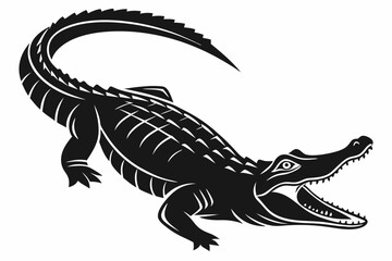 alligator sihouette black vector