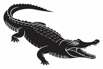 alligator sihouette black vector