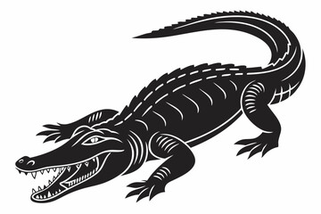 Naklejka premium alligator sihouette black vector