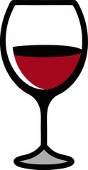 Wine Glass Filled with Red Wine Vector Illustration