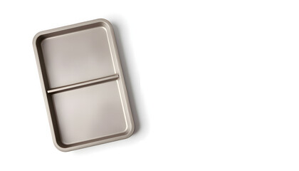 Minimalist food tray mock up with two compartments, featuring a sleek design and soft shadows, ideal for showcasing meal presentation and culinary creativity