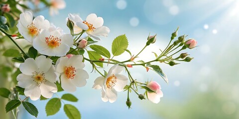 Obraz premium Blooming lilac and blue blossoms adorn the garden, bringing a touch of spring's beauty to nature's canvas