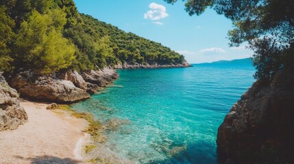 Fototapeta premium a beach with a clear blue water