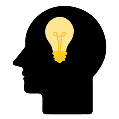 human head with light bulb bussines vector illustration icon