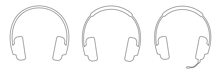 Headphones earphones vector icon set. Wireless headphones glyph icon. Symbol, logo Vector illustration. Variety Design. 