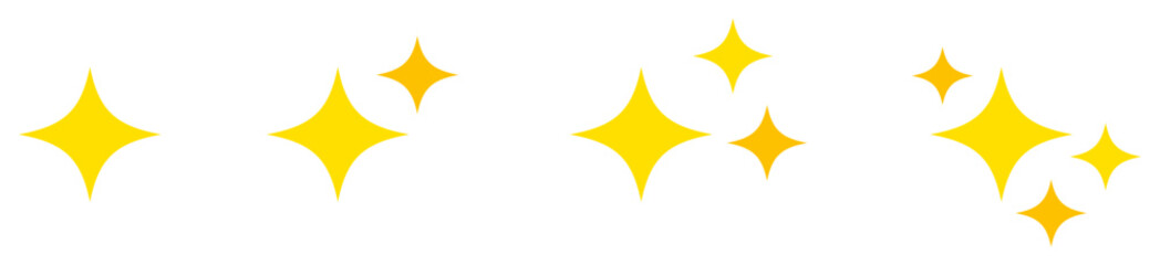 キラキラ輝く星のアイコンセット。シンプルな星のバーストシンボル。透明なpngとベクトルイラスト。カラー