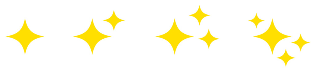 キラキラ輝く星のアイコンセット。シンプルな星のバーストシンボル。透明なpngとベクトルイラスト。