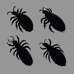 louse silhouette vector set.