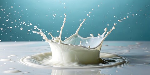 A refreshing crown of milk splashes in motion, isolated on a white background, perfect for showcasing healthy dairy beverages