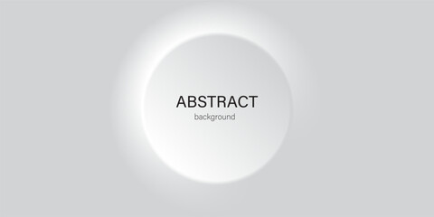 Minimal abstract background with a glowing white circle on smooth gray gradient. Clean modern template design perfect for presentations, branding, and web