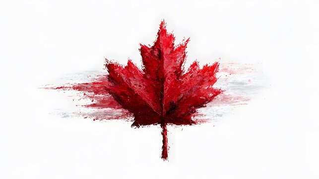 Red maple leaf canada day illustration painting style artistic design art
