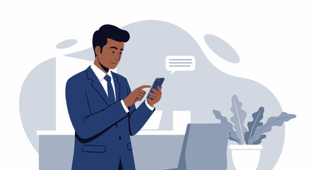 a man in a suit is using his cell
