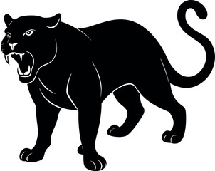 Majestic Black Panther Roaring Fiercely with Mouth Open