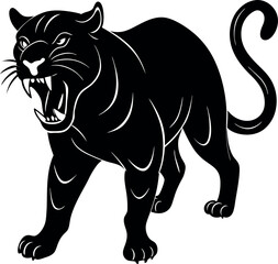 Majestic Black Panther Roaring With Open Mouth and Sharp Teeth