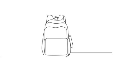 School bag doodle vector illustration concept. Hand drawn, School backpack sticker ready for back to school black and white drawing For children to learn. Editable outline