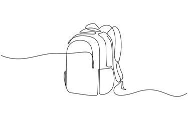 School bag doodle vector illustration concept. Hand drawn, School backpack sticker ready for back to school black and white drawing For children to learn. Editable outline