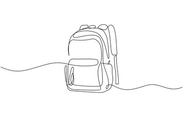 School bag doodle vector illustration concept. Hand drawn, School backpack sticker ready for back to school black and white drawing For children to learn. Editable outline