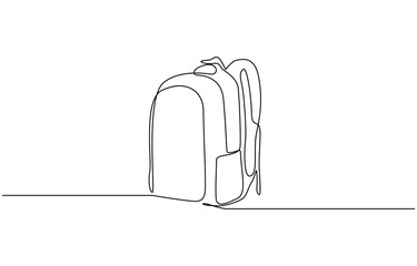 School bag doodle vector illustration concept. Hand drawn, School backpack sticker ready for back to school black and white drawing For children to learn. Editable outline