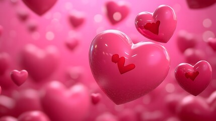 Pink Hearts Background Valentines Day Romantic Love