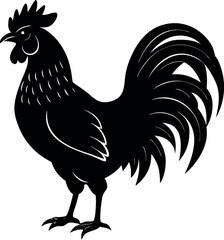 Majestic Black Rooster Silhouette Standing Proudly