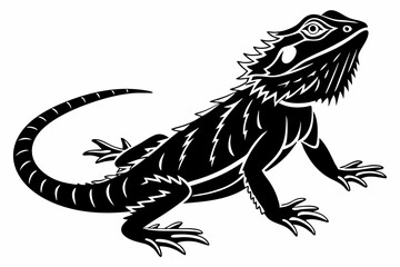 bearded dragon sihouette black vector