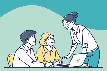 Creative Corporate Team Discussion Illustration In Flat Ve (1) Illustration