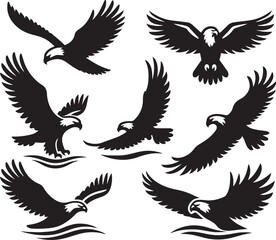 Obraz premium eagle vector set silhouettes 