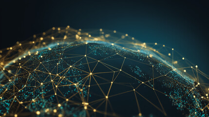 Global network on Earth concept Abstract business connection of lines from nodes It is connected to endless nodes and represents the innovation of communication in the networking	
