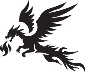 Obraz premium vector illustration of a dragon silhouettes 