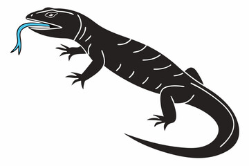 blue tongue skink sihouette black vector