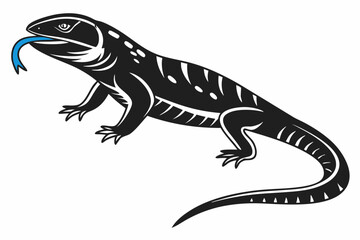 blue tongue skink sihouette black vector