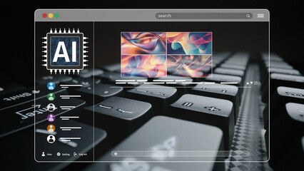 AI platform generating art images with dynamic interface. AI-generated content appears in image...