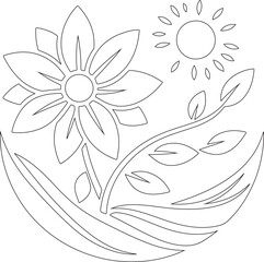 hand drawn flower abstract floral background line art Silhouette