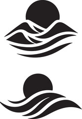 Sun Waves Sunset Logo Vector Silhouette